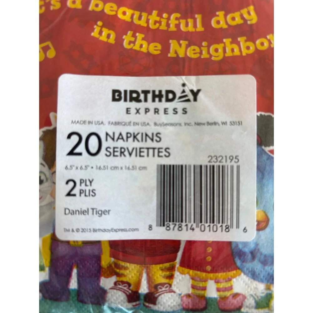 Daniel Tiger's Neighborhood Birthday Party Napkins 20ct 2-Ply new 2015 origional